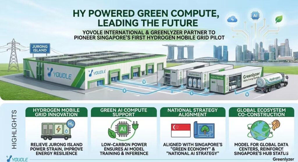 Yovole International and Greenlyzer Materials plan hydrogen power pilot for Singapore data centers