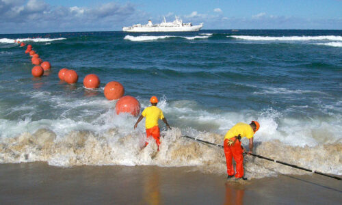 Image of a submarine cable deployment