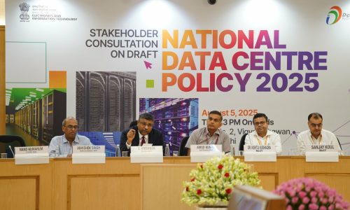 In order to refine and strengthen the National Data Center Policy 2025, an industry consultation chaired by Secretary, MeitY, was convened to hold discussions on this with industry associations, data center developers, cloud service providers and government departments on August 5, 2025 at Vigyan Bhawan, New Delhi. | Image courtesy MEITy