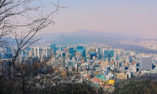 Seoul skyline via Wikimedia Commons