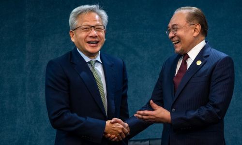 Nvidia founder and chief executive officer Jensen Huang (left) with Malaysian Prime Minister Datuk Seri Anwar Ibrahim

Photo courtesy of the Prime Minister's Office Anwar Ibrahim