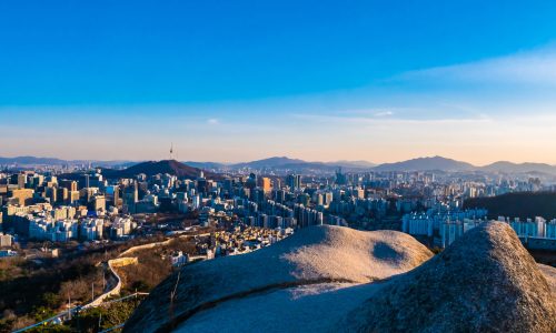 Beautiful Architecture building cityscape in Seoul city