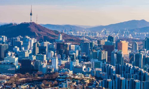 Beautiful Architecture building cityscape in Seoul city