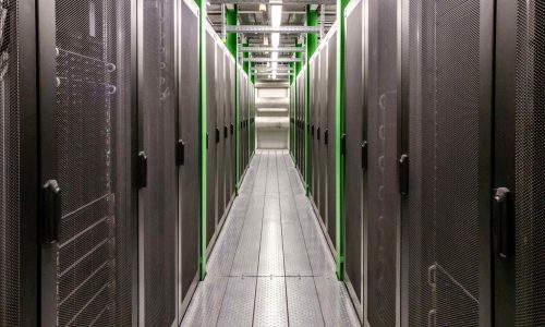 Corridor in server room data center